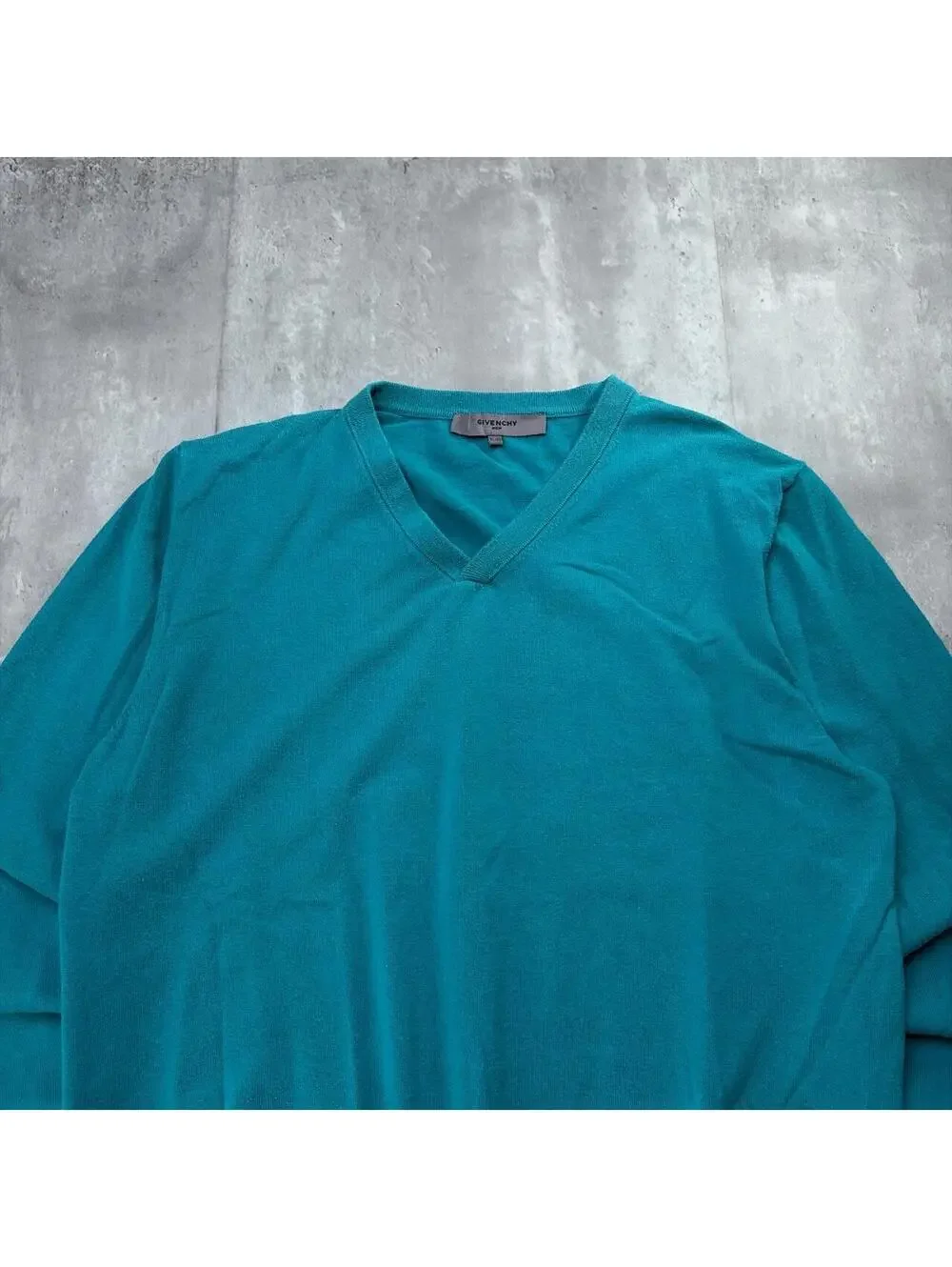 Y2K Teal Givenchy Knit V-Neck Sweater